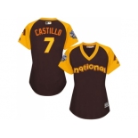 Women's Majestic Arizona Diamondbacks #7 Welington Castillo Authentic Brown 2016 All-Star National League BP Cool Base MLB Jersey