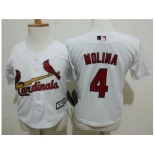 Toddler St.Louis Cardinals #4 Yadier Molina White Cool Base Stitched MLB Jersey