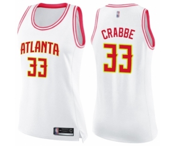 Women's Atlanta Hawks #33 Allen Crabbe Swingman White Pink Fashion Basketball Jersey