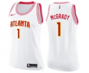 Women's Nike Atlanta Hawks #1 Tracy Mcgrady Swingman White Pink Fashion NBA Jersey