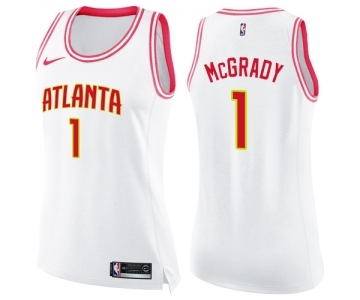 Women's Nike Atlanta Hawks #1 Tracy Mcgrady Swingman White Pink Fashion NBA Jersey