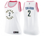 Women's Nike Indiana Pacers #2 Darren Collison Swingman White Pink Fashion NBA Jersey