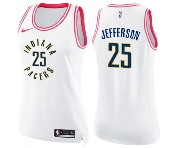 Women's Nike Indiana Pacers #25 Al Jefferson Swingman White Pink Fashion NBA Jersey