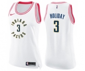 Women's Nike Indiana Pacers #3 Aaron Holiday Swingman White Pink Fashion NBA Jersey