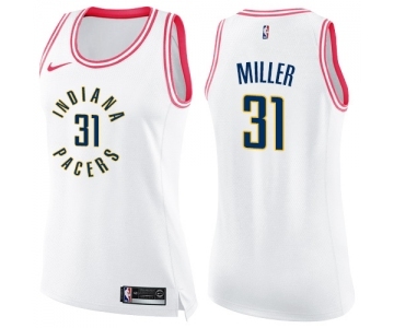 Women's Nike Indiana Pacers #31 Reggie Miller Swingman White Pink Fashion NBA Jersey
