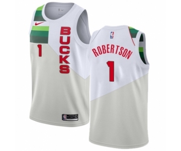 Women's Nike Milwaukee Bucks #1 Oscar Robertson White Swingman Jersey - Earned Edition