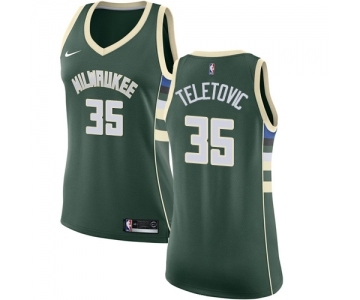 Women's Nike Milwaukee Bucks #35 Mirza Teletovic Swingman Green Road NBA Jersey - Icon Edition