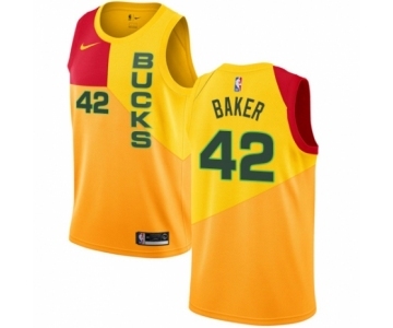 Women's Nike Milwaukee Bucks #42 Vin Baker Swingman Yellow NBA Jersey - City Edition