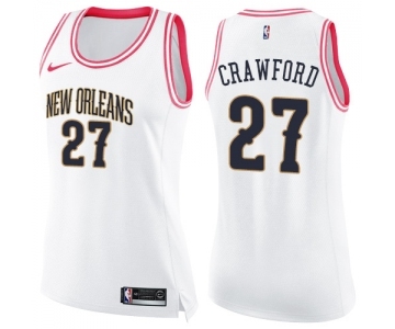 Women's Nike New Orleans Pelicans #27 Jordan Crawford Swingman White Pink Fashion NBA Jersey