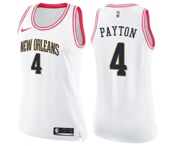 Women's Nike New Orleans Pelicans #4 Elfrid Payton Swingman White Pink Fashion NBA Jersey