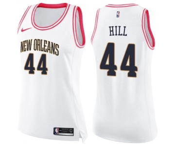 Women's Nike New Orleans Pelicans #44 Solomon Hill Swingman White Pink Fashion NBA Jersey