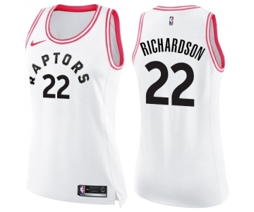 Women's Nike Toronto Raptors #22 Malachi Richardson Swingman White Pink Fashion NBA Jersey