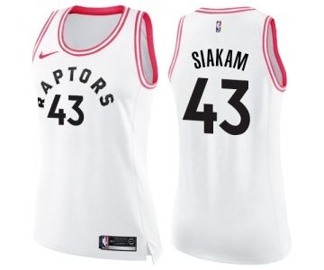 Women's Nike Toronto Raptors #43 Pascal Siakam Swingman White Pink Fashion NBA Jersey