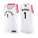 Women's Toronto Raptors #1 Tracy Mcgrady Swingman White Pink Fashion 2019 Basketball Finals Bound Jersey