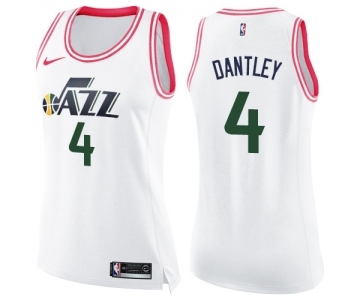 Women's Nike Utah Jazz #4 Adrian Dantley Swingman White Pink Fashion NBA Jersey
