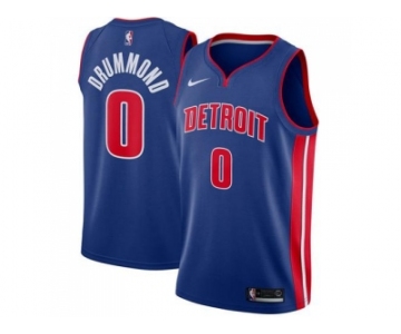 Men Nike Detroit Pistons #0 Andre Drummond Blue Stitched NBA Swingman Jersey