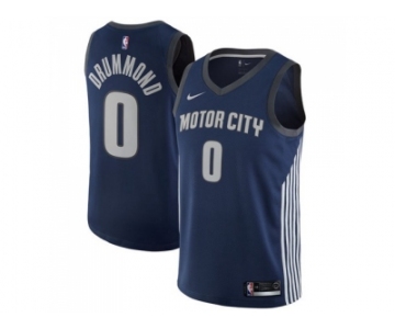 Men Nike Detroit Pistons #0 Andre Drummond Navy NBA Swingman City Edition Jersey