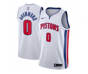 Men Nike Detroit Pistons #0 Andre Drummond White Stitched NBA Swingman Jersey