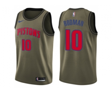 Men Nike Detroit Pistons #10 Dennis Rodma Green Salute to Service NBA Swingman Jersey
