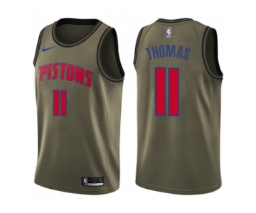 Men Nike Detroit Pistons #11 Isiah Thomas Green Salute to Service NBA Swingman Jersey