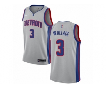 Men Nike Detroit Pistons #3 Ben Wallace Authentic Silver NBA Jersey Statement Edition