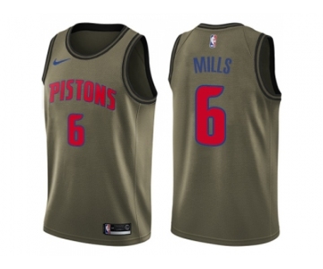 Men Nike Detroit Pistons #6 Terry Mills Green Salute to Service NBA Swingman Jersey