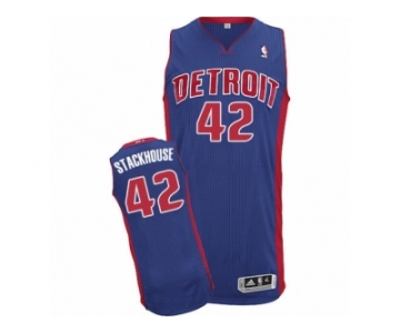 Men's Adidas Detroit Pistons #42 Jerry Stackhouse Authentic Royal Blue Road NBA Jersey