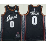 Men's Detroit Pistons #0 Jalen Duren Black 2024 City Icon Sponsor Swingman Jersey