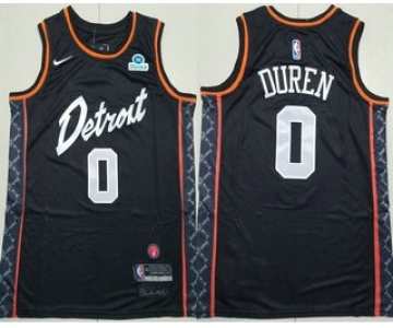 Men's Detroit Pistons #0 Jalen Duren Black 2024 City Icon Sponsor Swingman Jersey