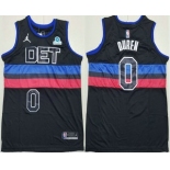Men's Detroit Pistons #0 Jalen Duren Black Statement Icon Sponsor Swingman Jersey