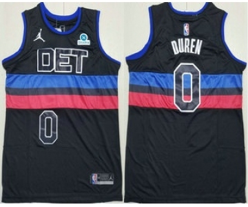 Men's Detroit Pistons #0 Jalen Duren Black Statement Icon Sponsor Swingman Jersey