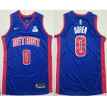 Men's Detroit Pistons #0 Jalen Duren Blue Icon Sponsor Edition Stitched Jersey