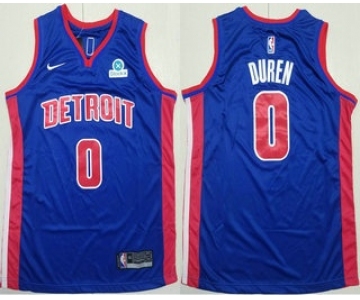Men's Detroit Pistons #0 Jalen Duren Blue Icon Sponsor Edition Stitched Jersey