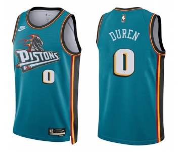Men's Detroit Pistons #0 Jalen Duren Teal Stitched Basketball Jersey