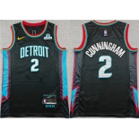 Men's Detroit Pistons #2 Cade Cunningham Black 2025-26 City Edition Stitched Basketball Jersey