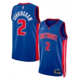 Men's Detroit Pistons #2 Cade Cunningham Blue 2024 Icon Edition Stitched Baseball Jersey