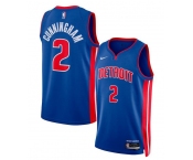 Men's Detroit Pistons #2 Cade Cunningham Blue 2024 Icon Edition Stitched Baseball Jersey