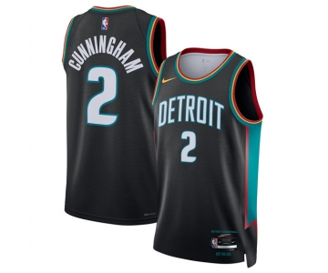 Men's Detroit Pistons #2 Cade Cunningham Cade Cunningham Black 2025-26 City Edition Stitched Basketball Jersey