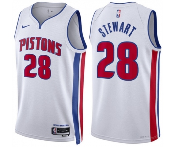 Men's Detroit Pistons #28 Isaiah Stewart White Association Edition Stitched Basketball Jersey