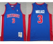 Men's Detroit Pistons #3 Ben Wallace Blue Throwback Stitched Jersey