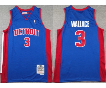 Men's Detroit Pistons #3 Ben Wallace Blue Throwback Stitched Jersey