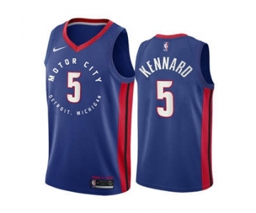 Men's Detroit Pistons #5 Luke Kennard Navy Motor City Edition 2020-21 Stitched Basketball Jersey