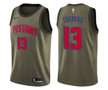 Men's Nike Detroit Pistons #13 Khyri Thomas Swingman Green Salute to Service NBA Jersey