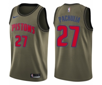 Men's Nike Detroit Pistons #27 Zaza Pachulia Swingman Green Salute to Service NBA Jersey