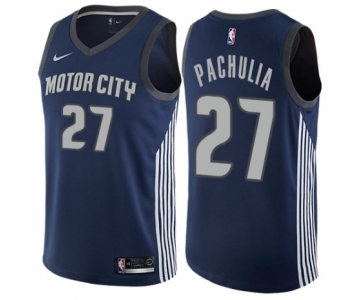 Men's Nike Detroit Pistons #27 Zaza Pachulia Swingman Navy Blue NBA Jersey - City Edition