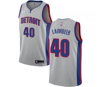 Men's Nike Detroit Pistons #40 Bill Laimbeer Swingman Silver NBA Jersey Statement Edition