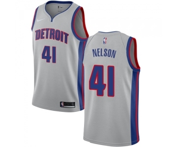 Men's Nike Detroit Pistons #41 Jameer Nelson Swingman Silver NBA Jersey Statement Edition