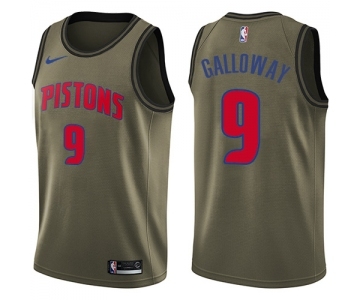 Men's Nike Detroit Pistons #9 Langston Galloway Swingman Green Salute to Service NBA Jersey