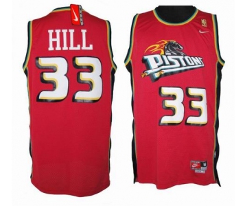 nike nba detroit pistons #33 hill red[nike]