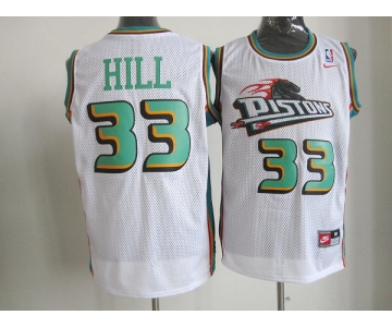 nike nba detroit pistons #33 hill white[nike]